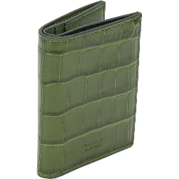 Foldable crocodile-print cardholder