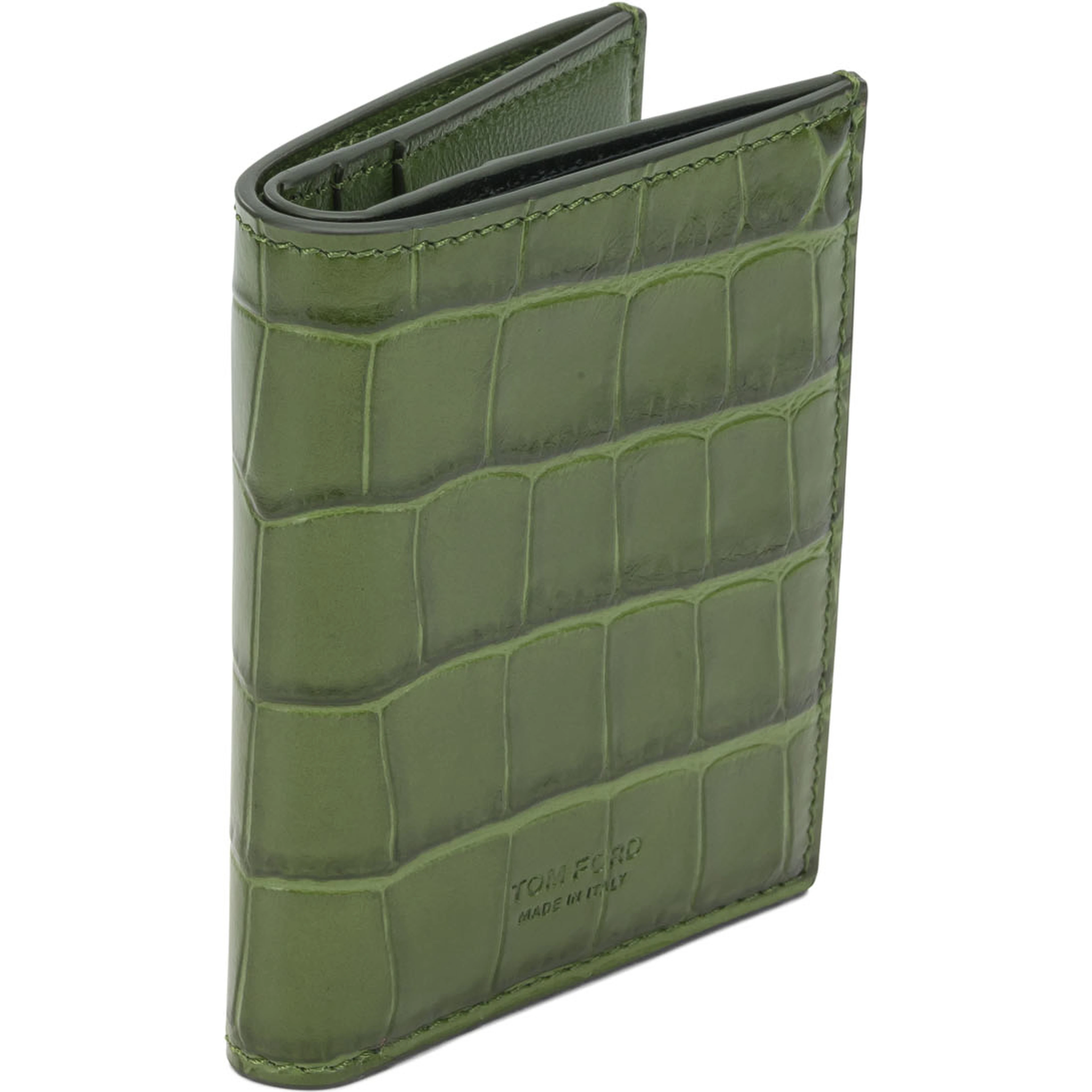 Foldable crocodile-print cardholder