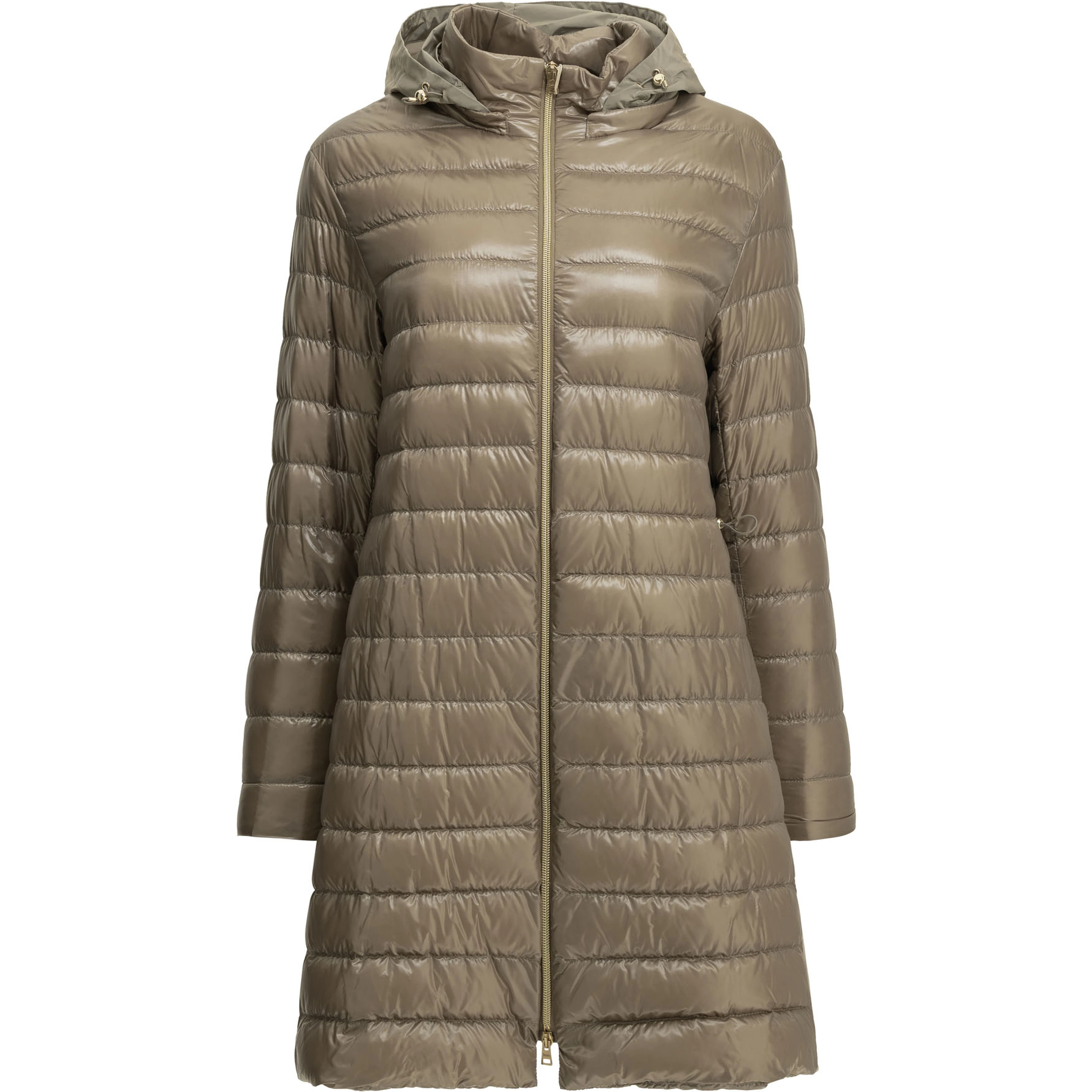 Long down jacket made of ultra-light nylon