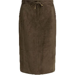 Suede leather midi skirt