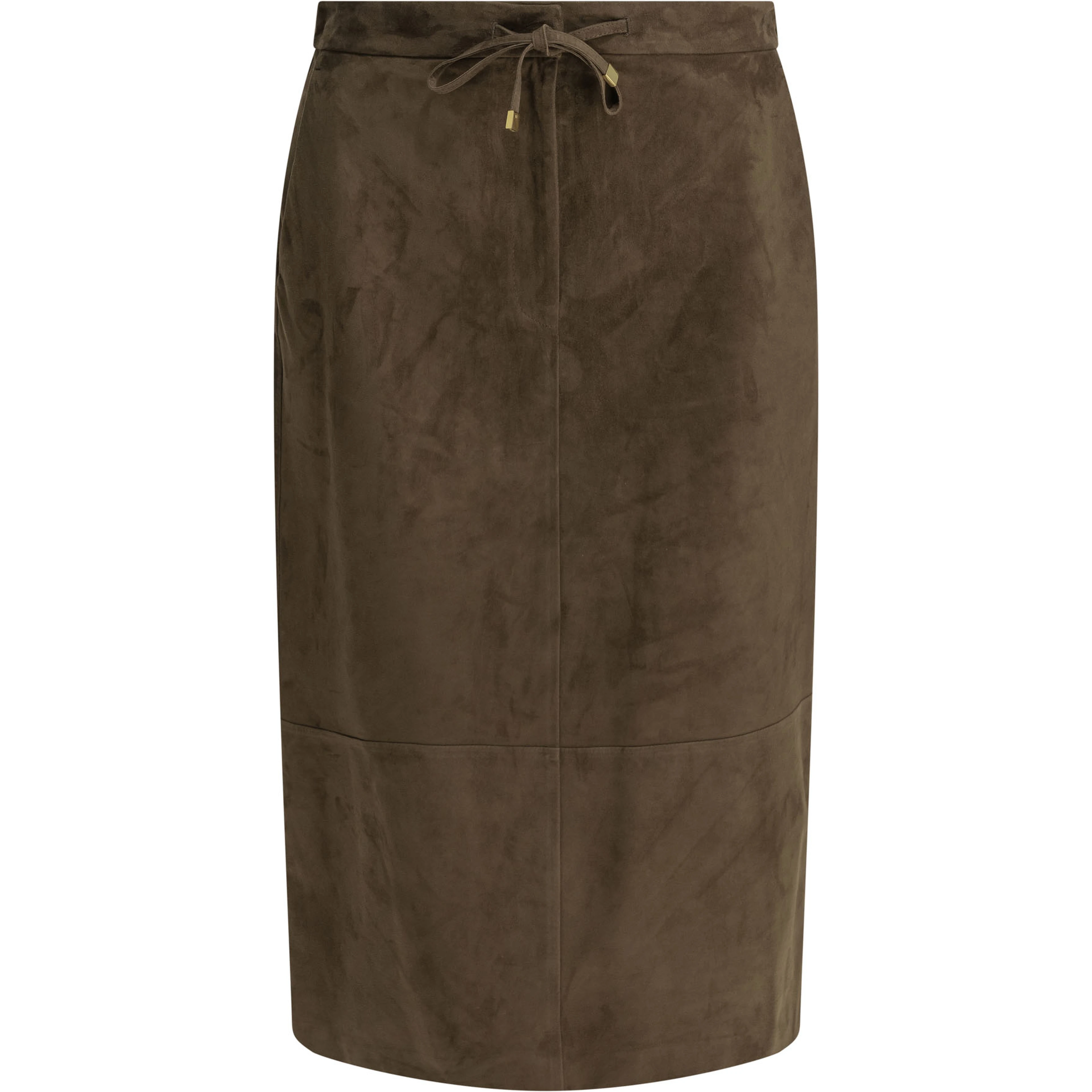 Suede leather midi skirt