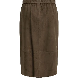 Suede leather midi skirt