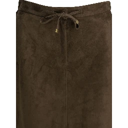 Suede leather midi skirt