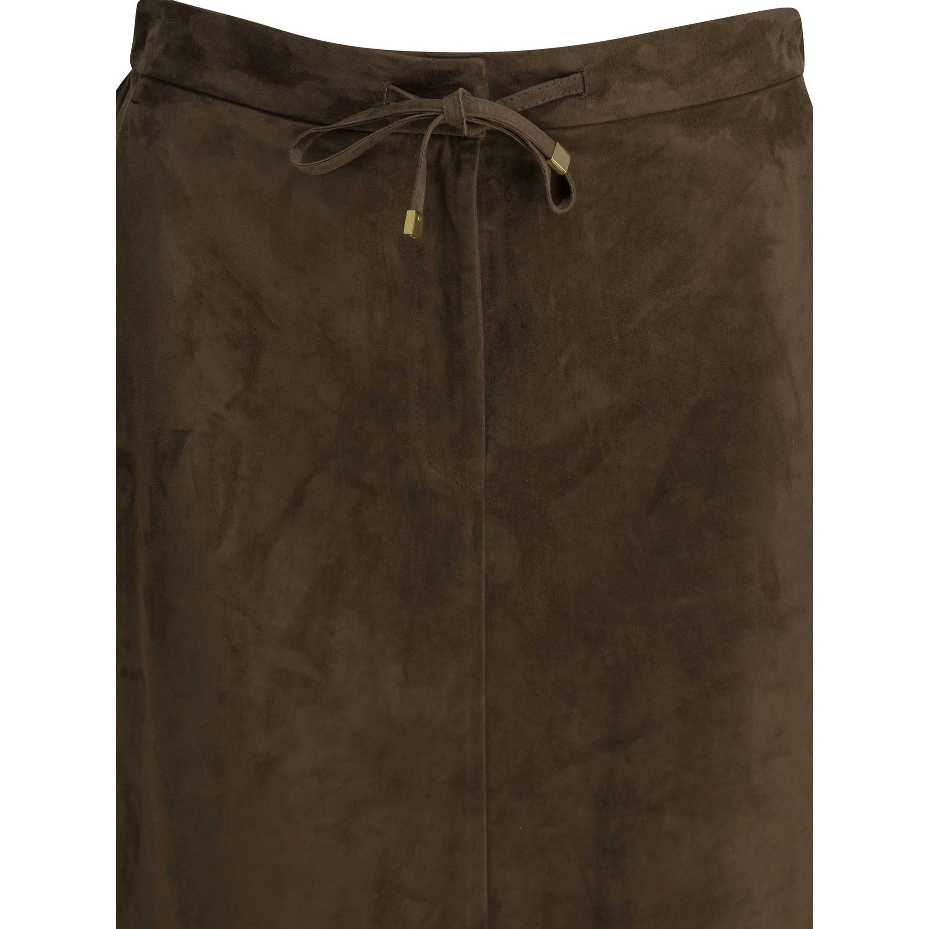 Suede leather midi skirt