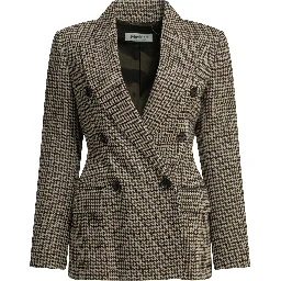 Double-breasted houndstooth blazer