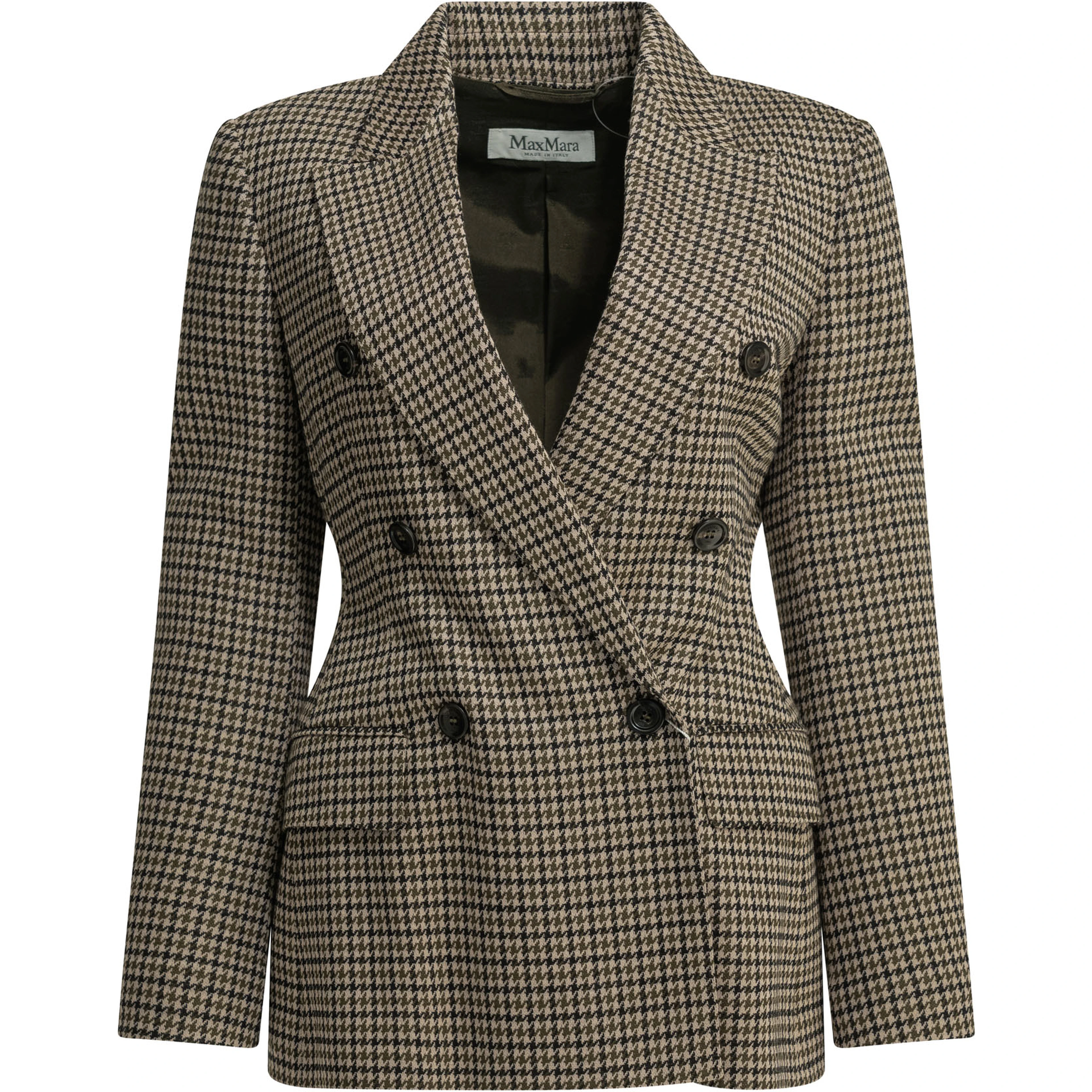 Double-breasted houndstooth blazer