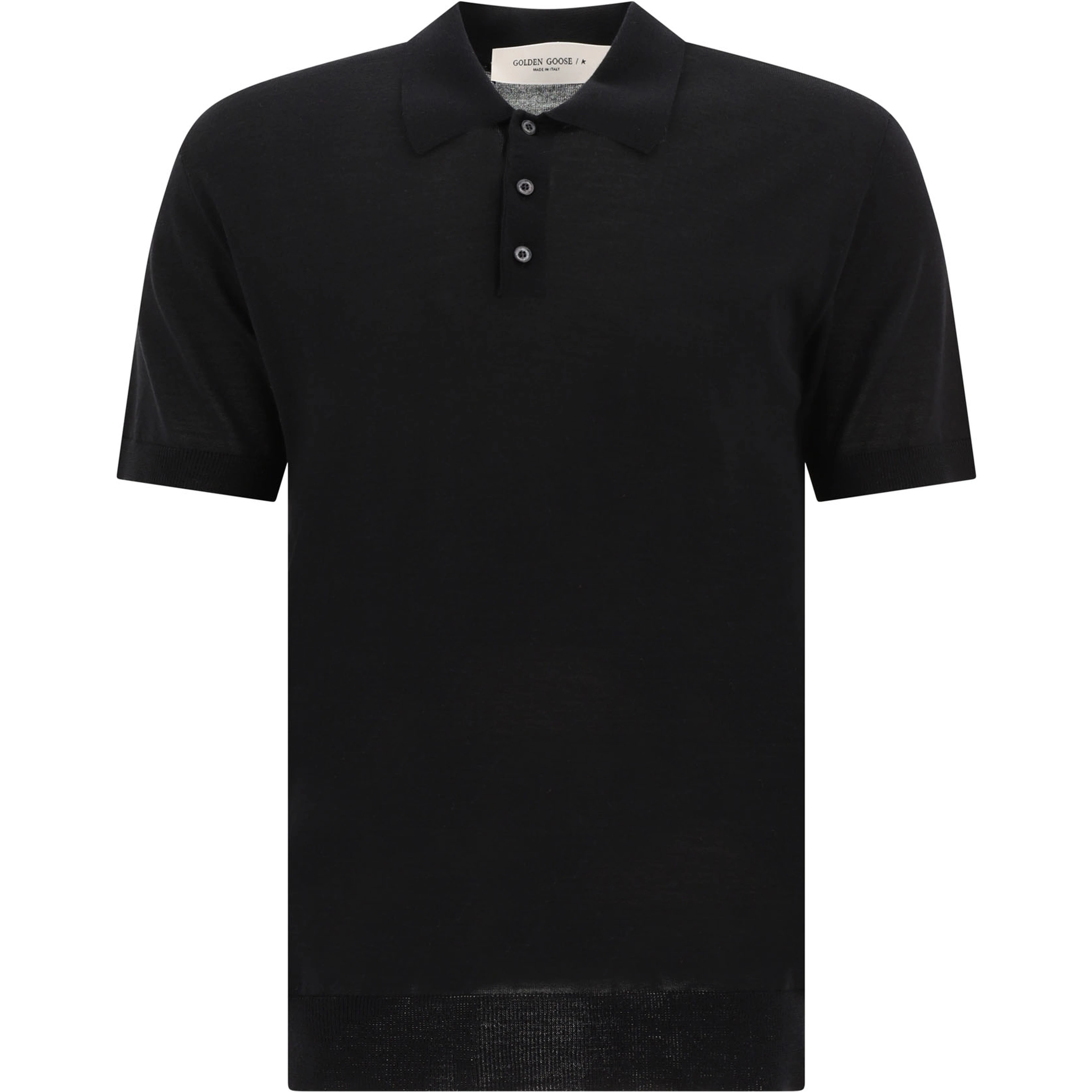Merino wool button-down polo shirt