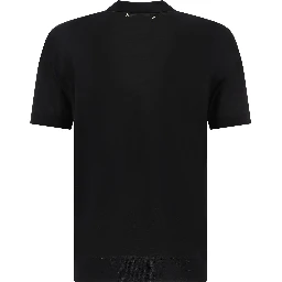 Merino wool button-down polo shirt