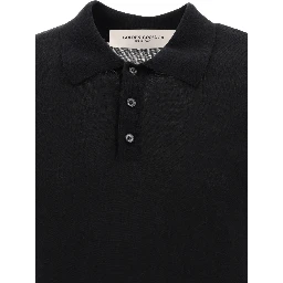 Merino wool button-down polo shirt