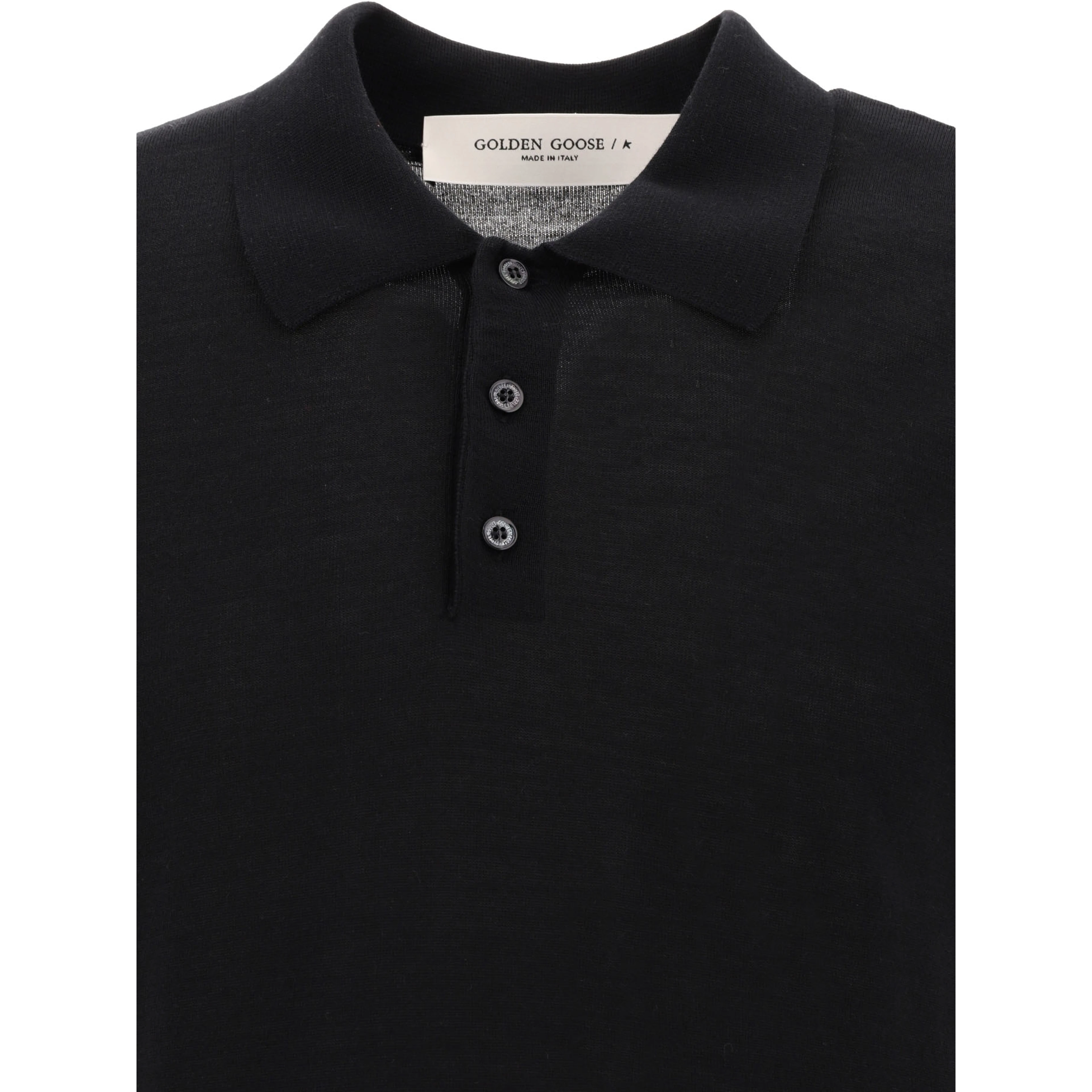 Merino wool button-down polo shirt