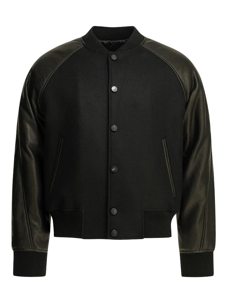 جاكيت بومبر من الصوف بشعار معكوس