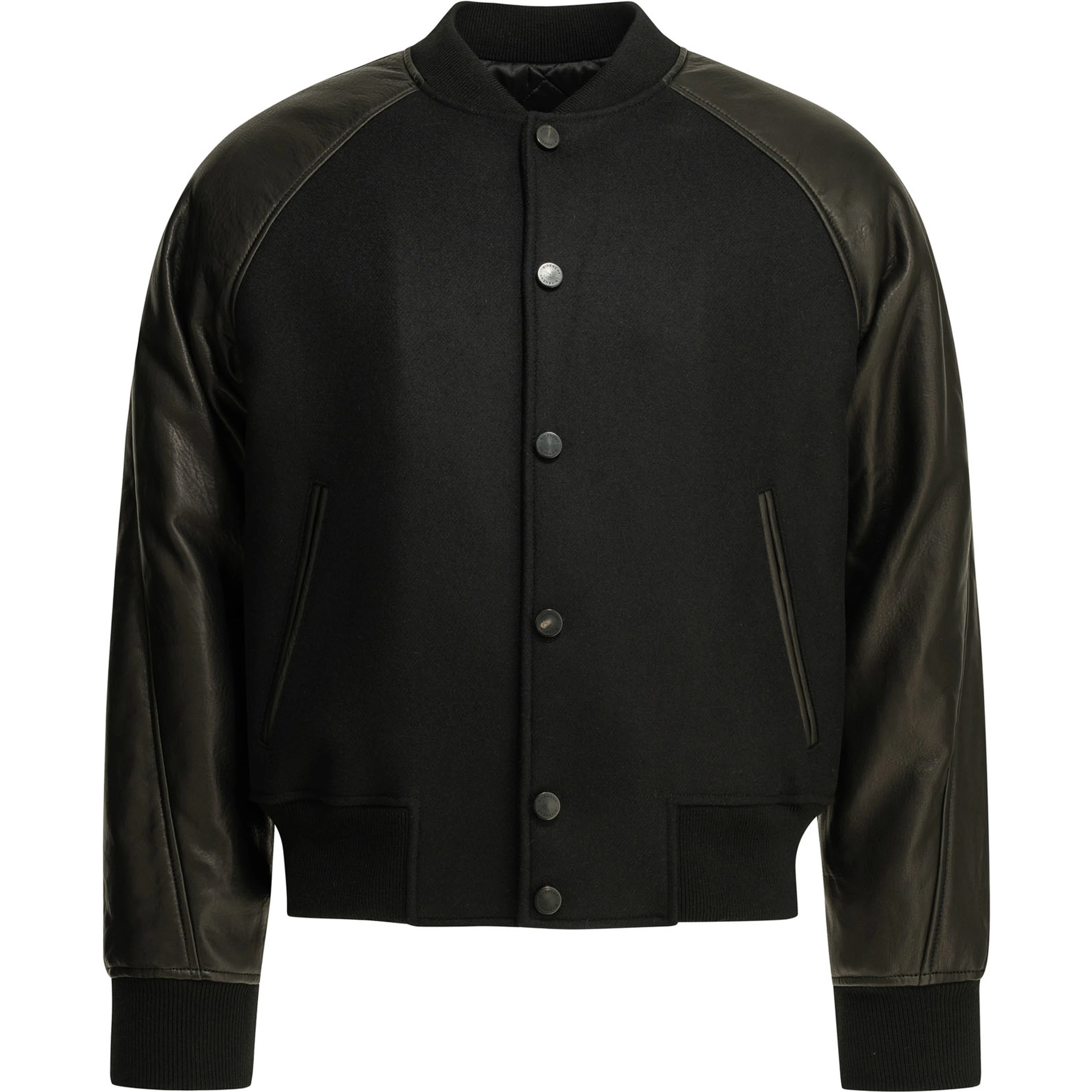 Wool bomber jacket with reverse logo