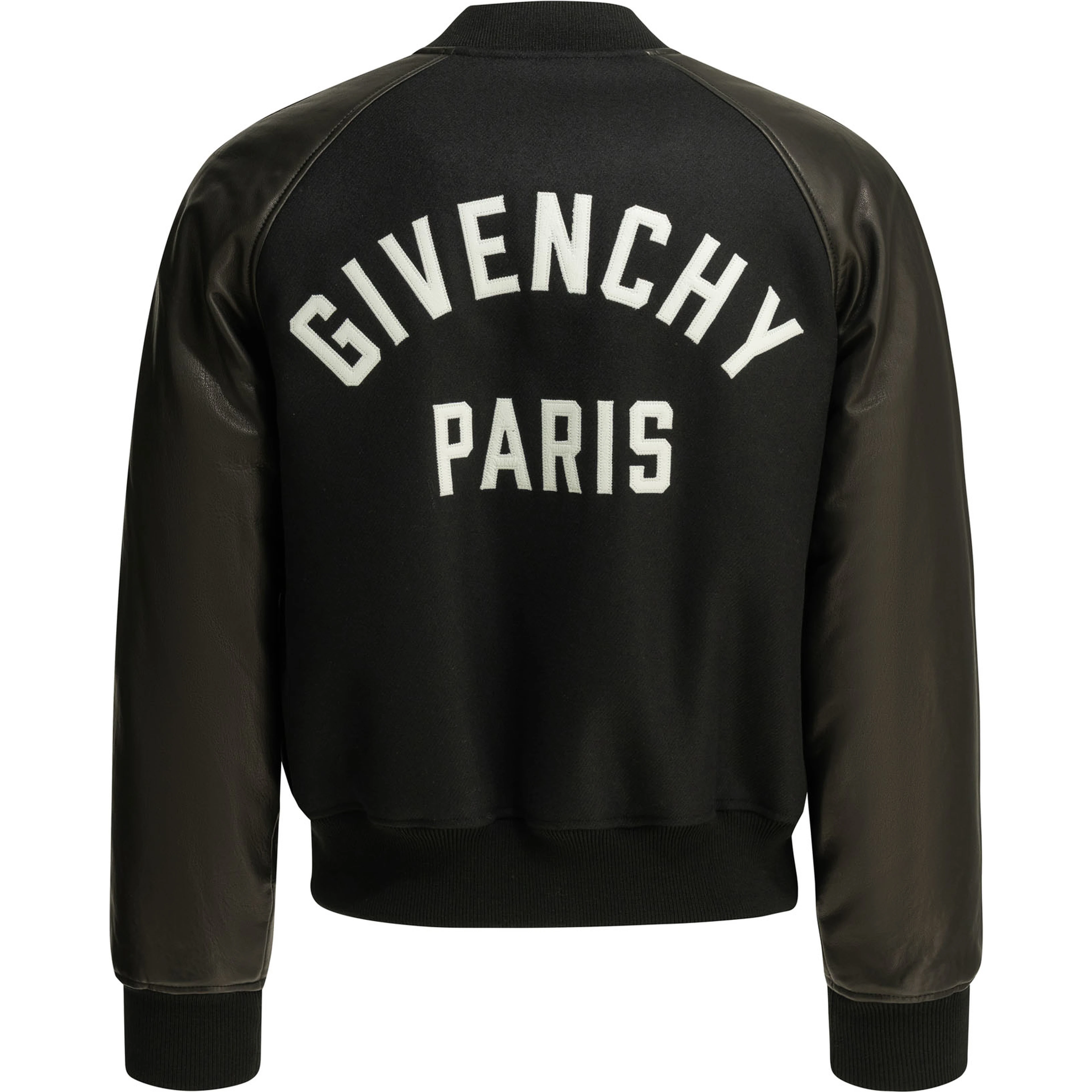Wool bomber jacket with reverse logo