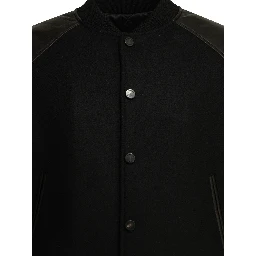 Wool bomber jacket with reverse logo