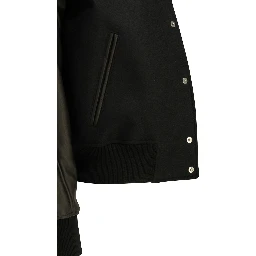 Wool bomber jacket with reverse logo