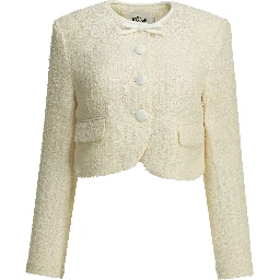Bouclé blazer with lace details