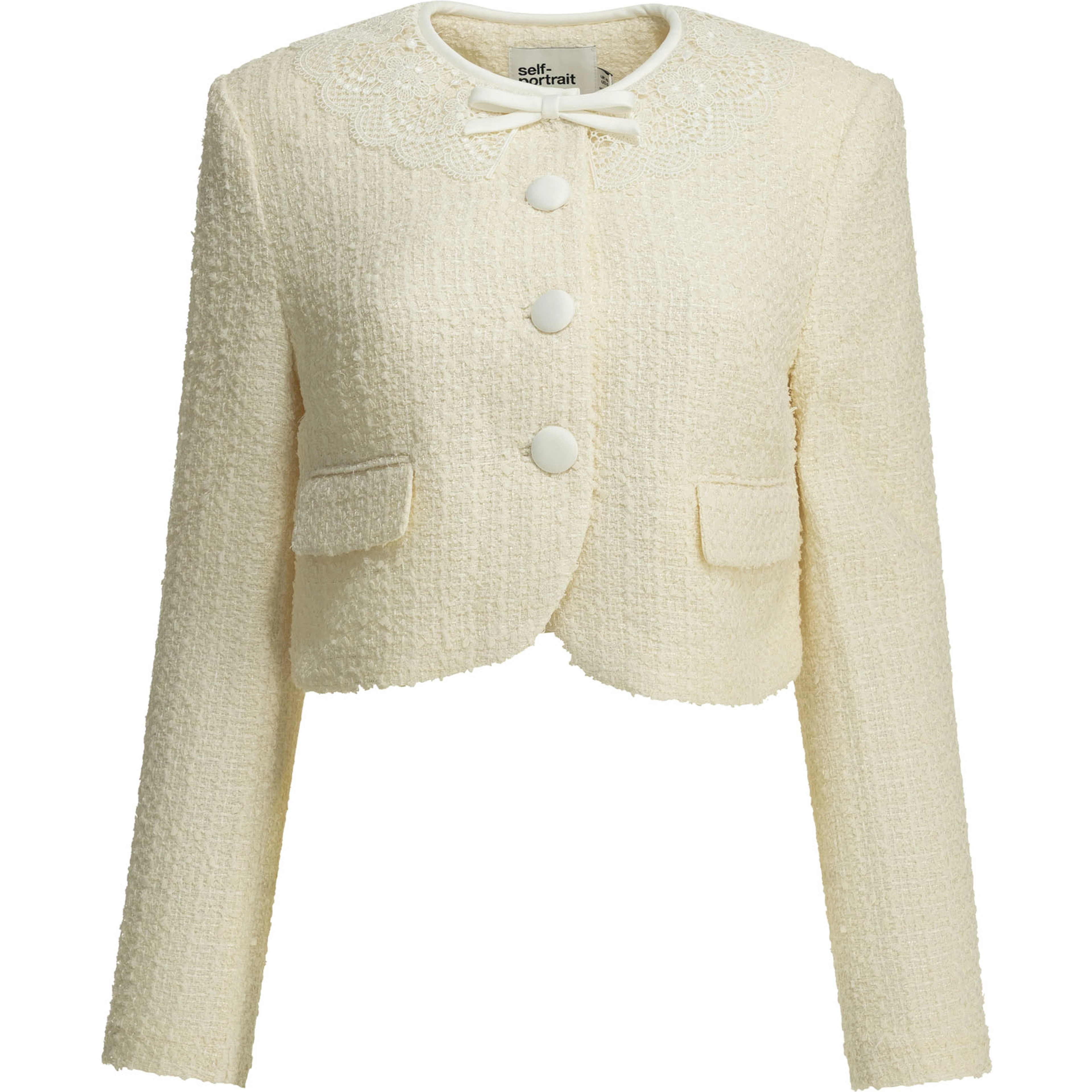 Bouclé blazer with lace details