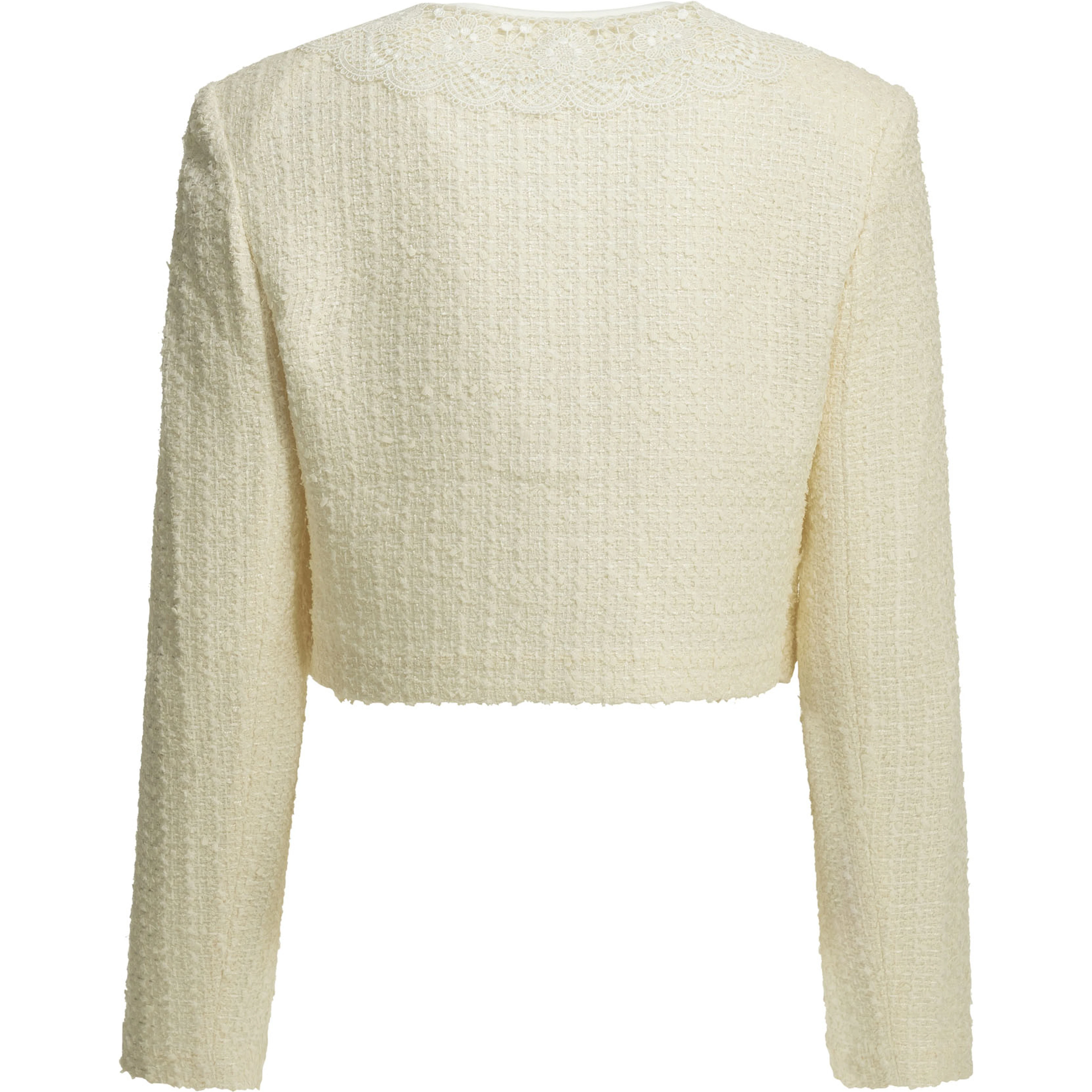 Bouclé blazer with lace details