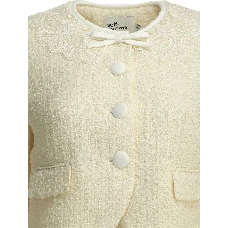 Bouclé blazer with lace details