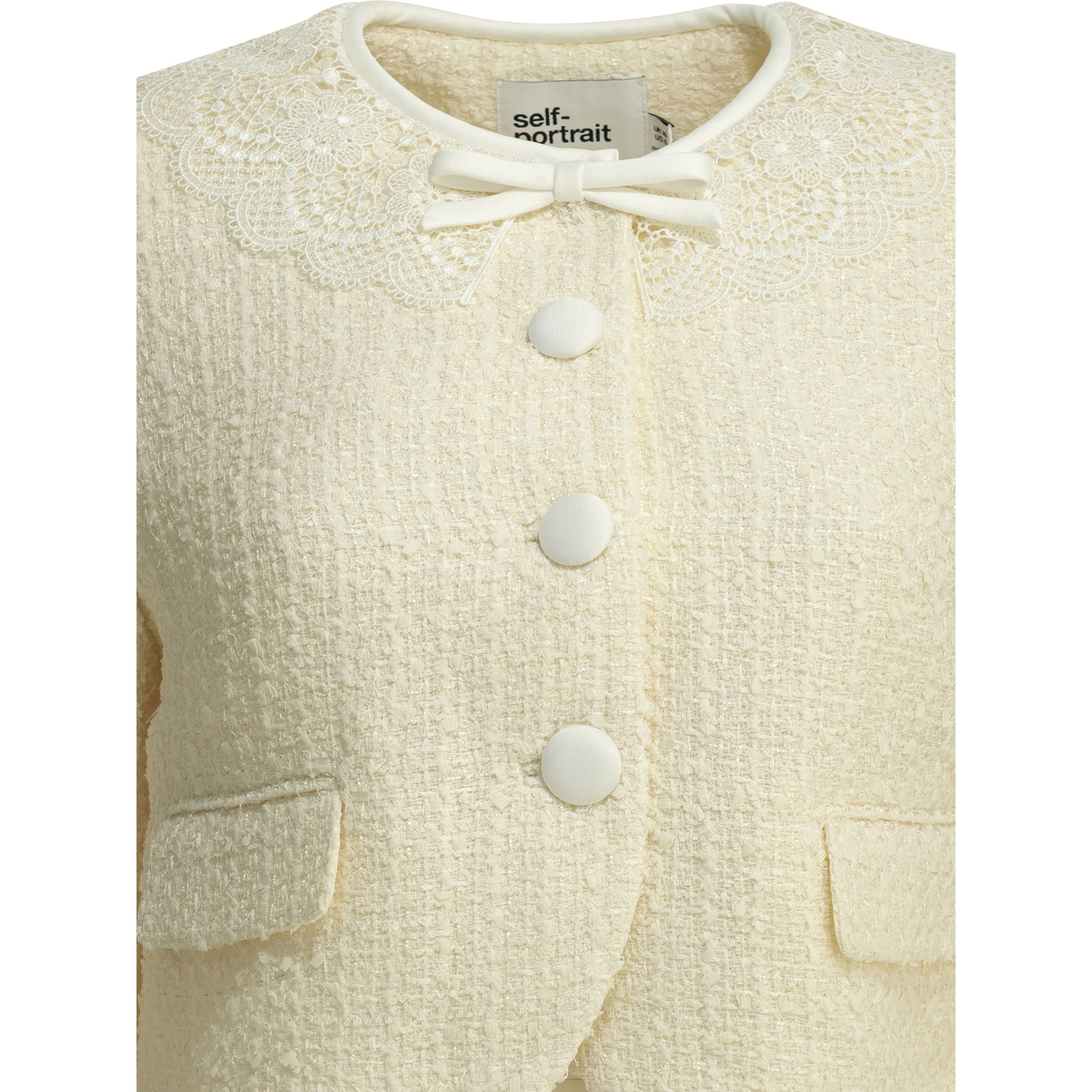 Bouclé blazer with lace details