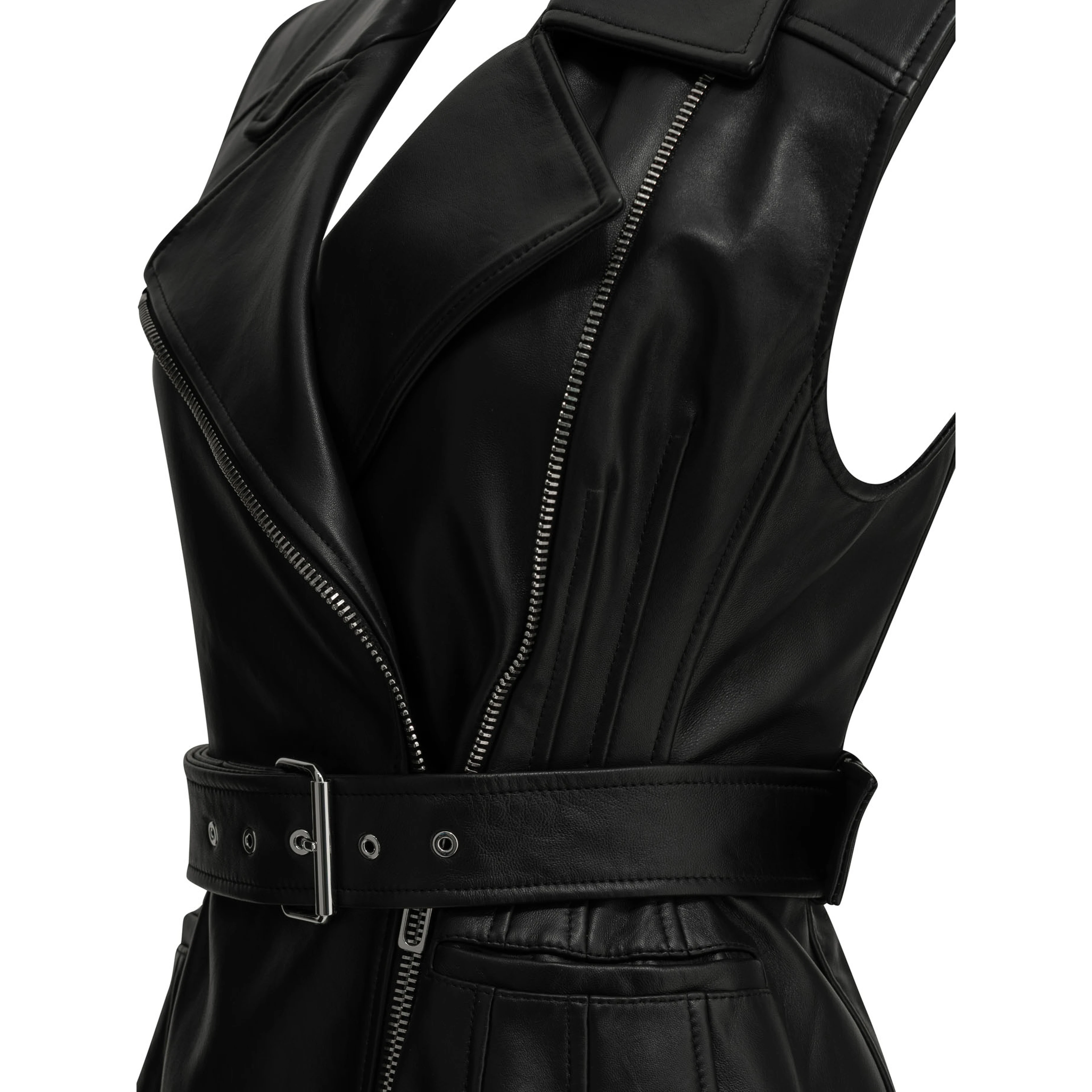 Sleeveless leather jacket