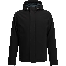Short down jacket in stretch twill