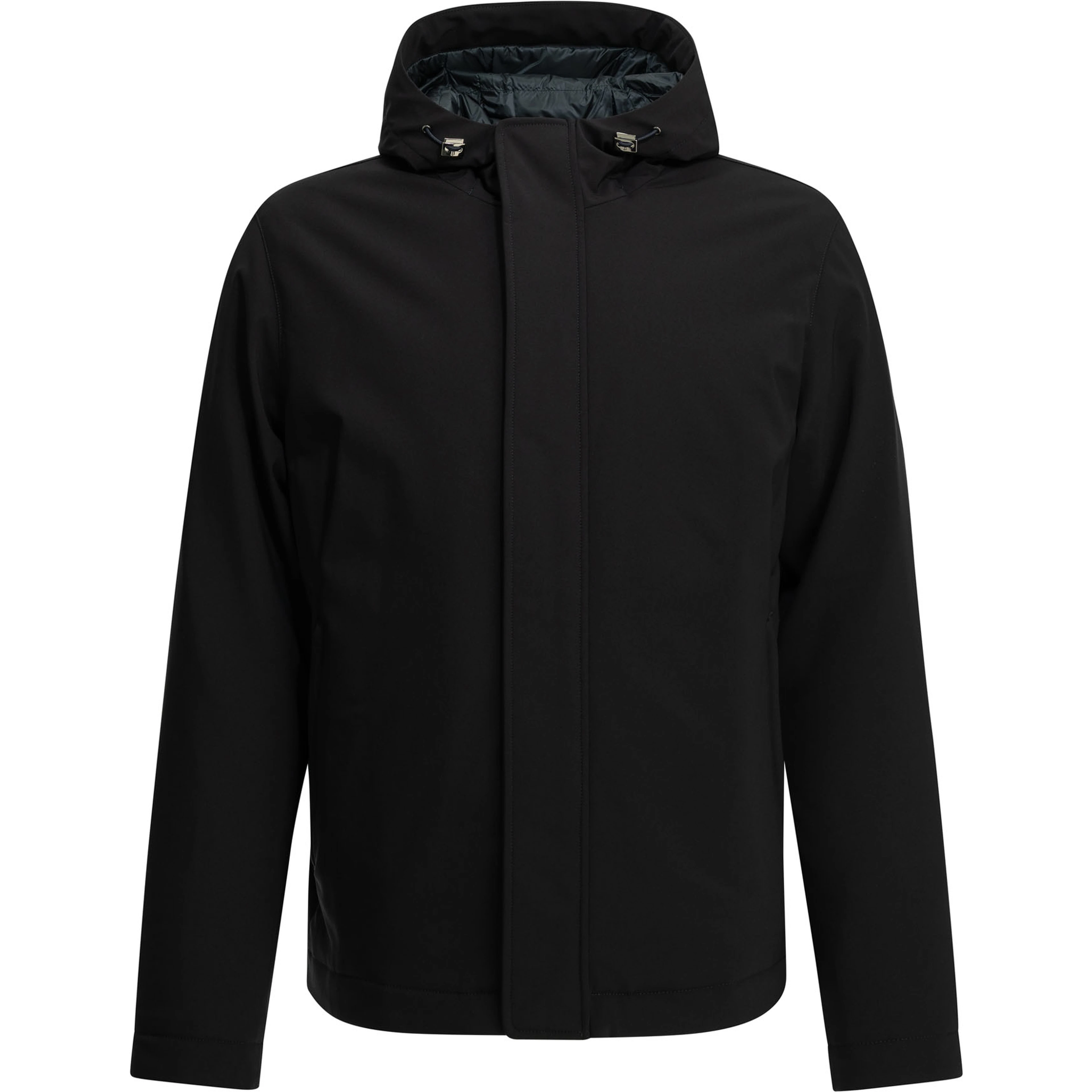 Short down jacket in stretch twill