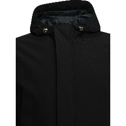 Short down jacket in stretch twill