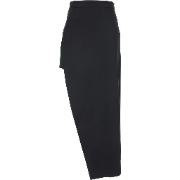 Black Wool Asymmetrical Skirt for Women