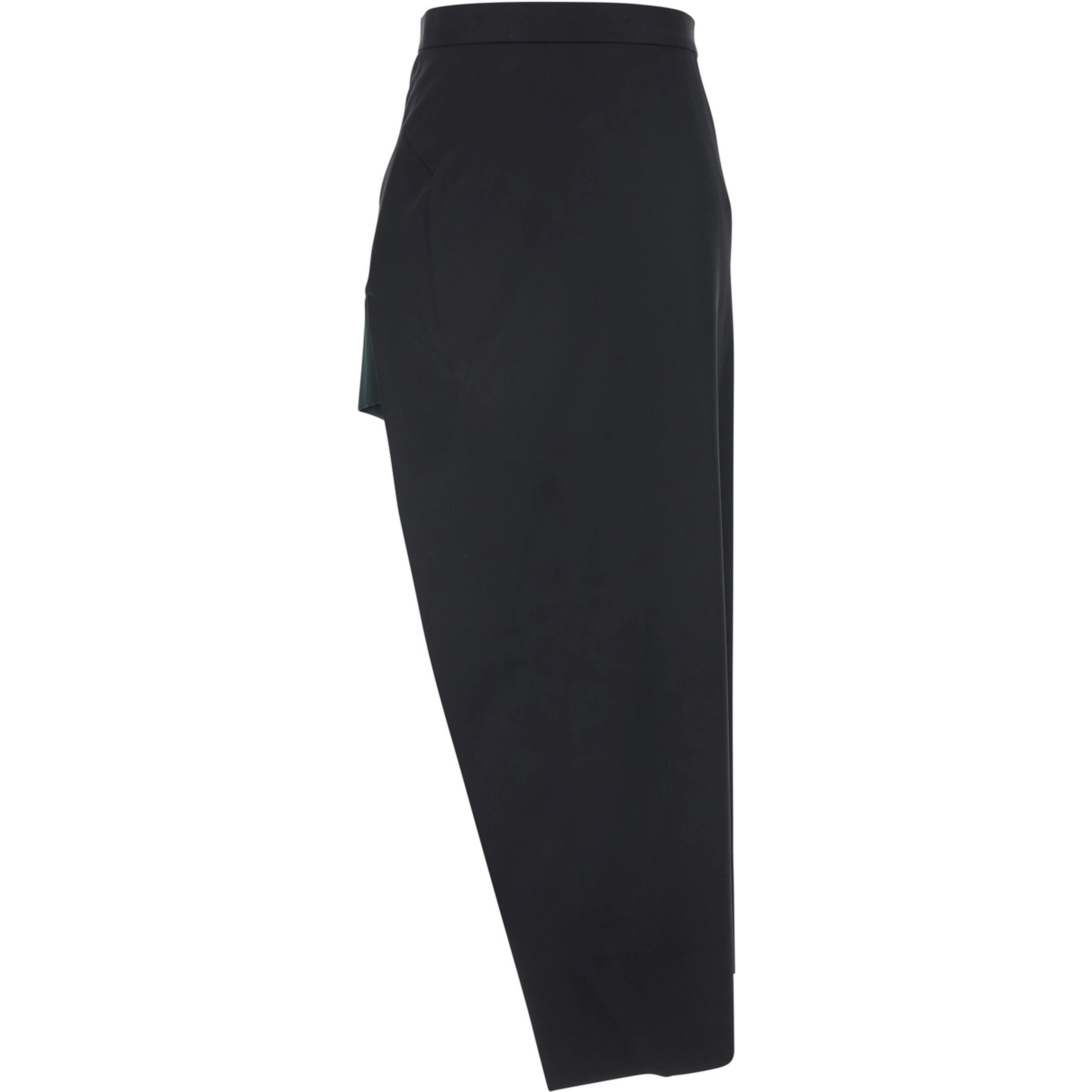 Black Wool Asymmetrical Skirt for Women