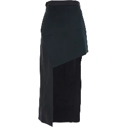 Black Wool Asymmetrical Skirt for Women