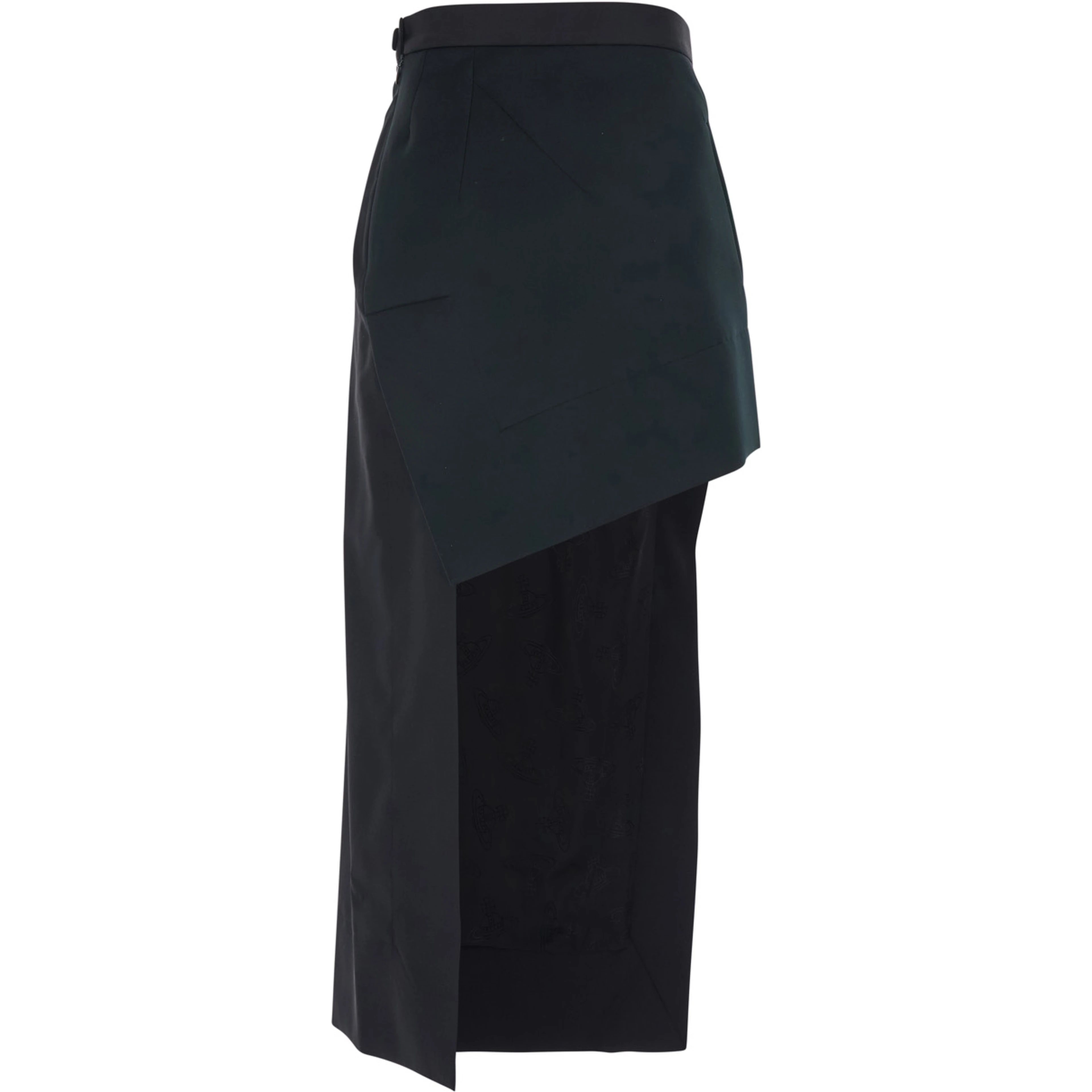 Black Wool Asymmetrical Skirt for Women