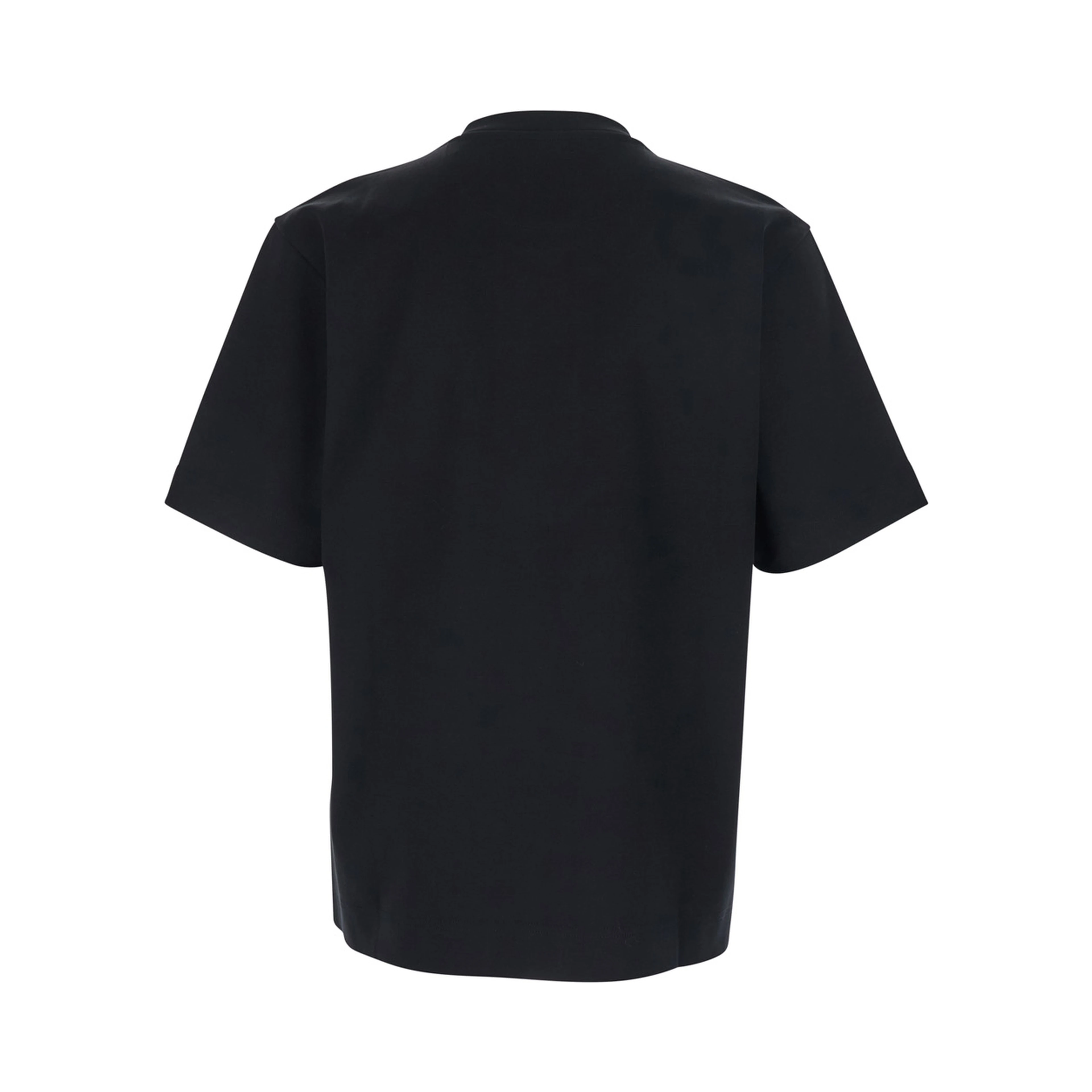 Black Crewneck T-Shirt with FF Embroidery on the Front in Cotton Man