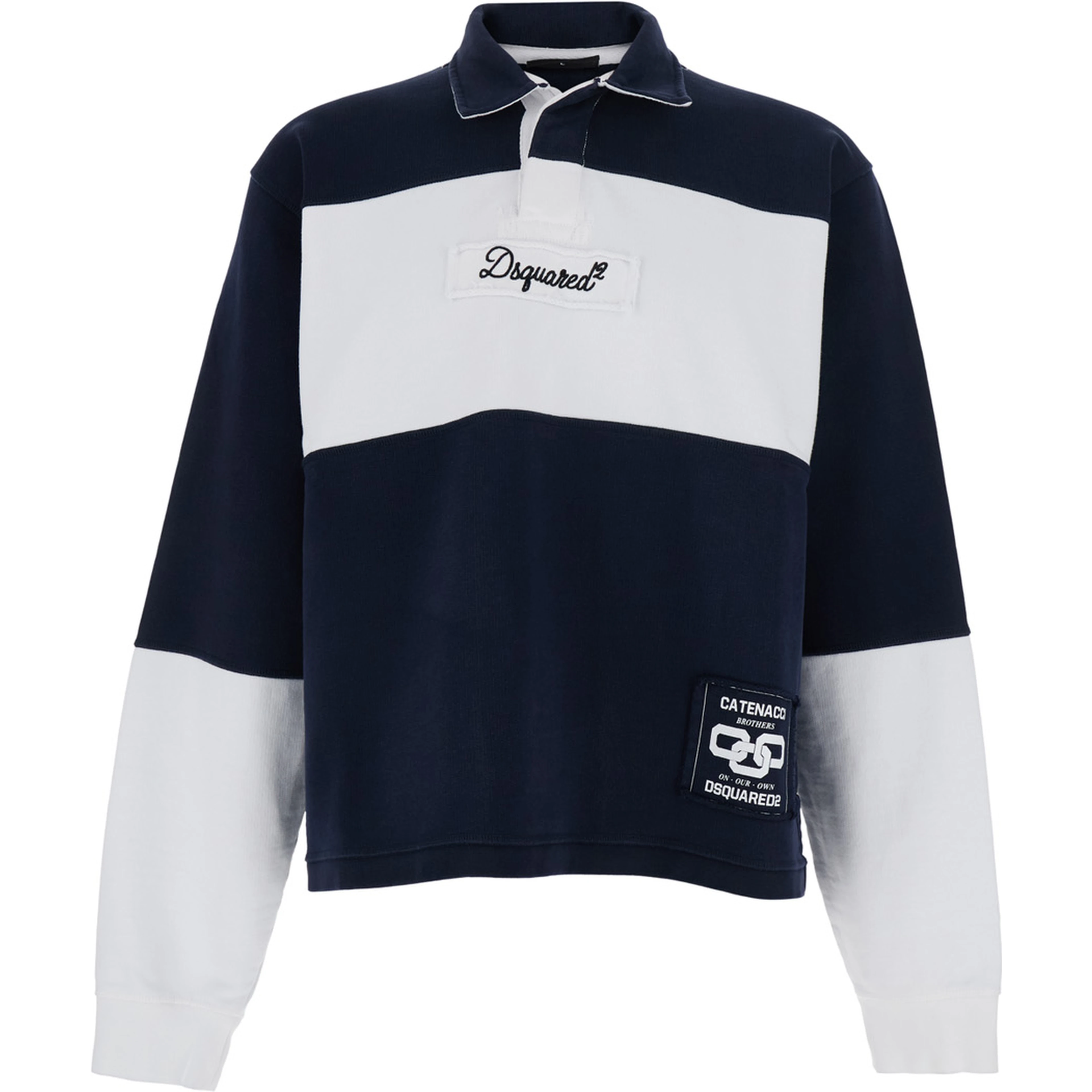 Multicolor Long-Sleeve T-Shirt with Patch Logo on the Front in Cotton for Men