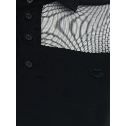 Black Long Dress with Logo Embroidery on the Front and All-Over Stripes in Cotton Blend Woman
