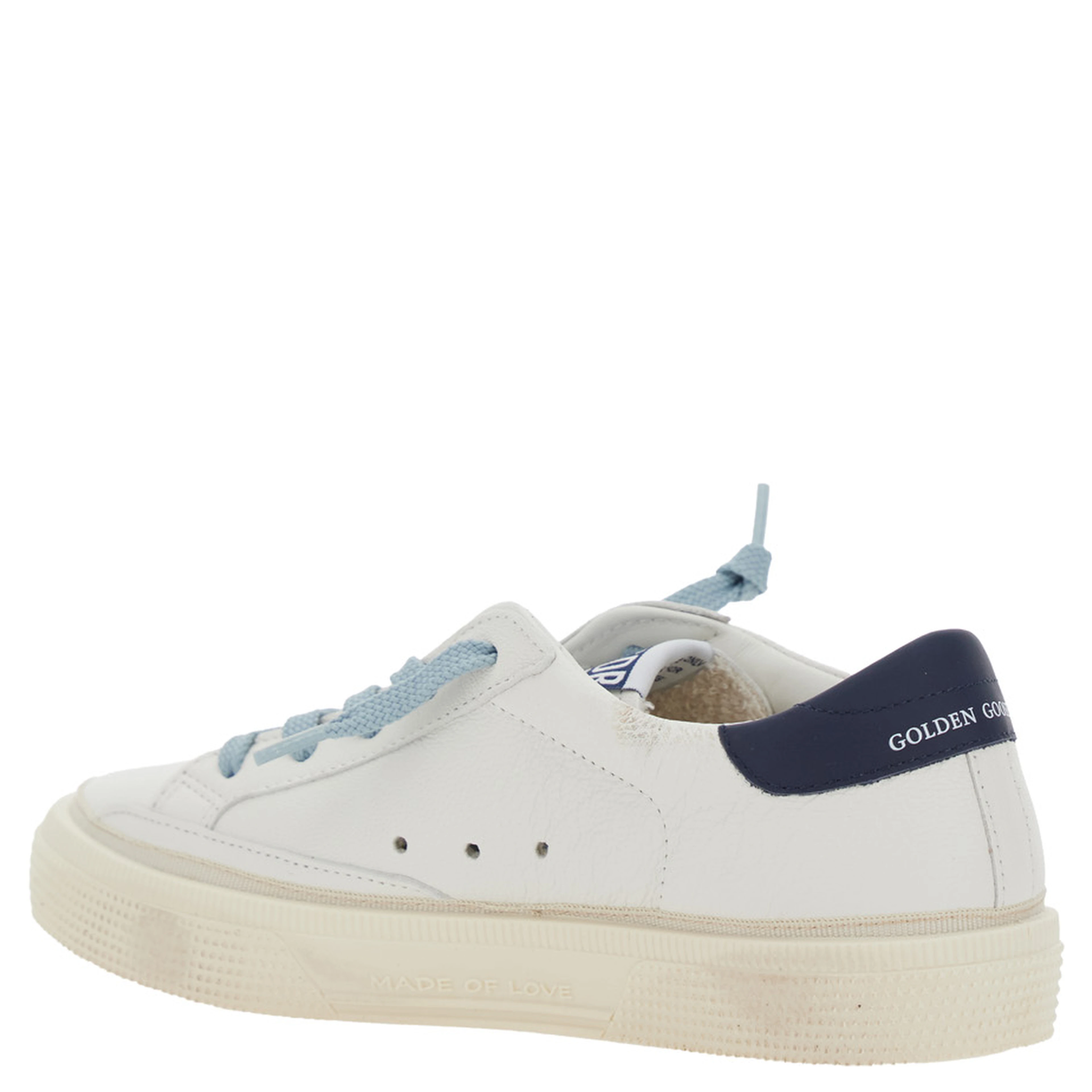 May Low Top White Sneaker with Star Patch on the Side and Logo Patch on the Tongue in Leather boy