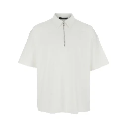 T-Shirt TELEMO White with Round Neck and Short Sleeves in Cotton for Men