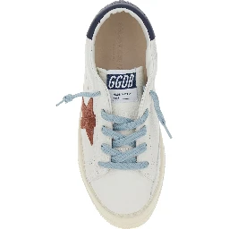 May Low Top White Sneaker with Star Patch on the Side and Logo Patch on the Tongue in Leather boy