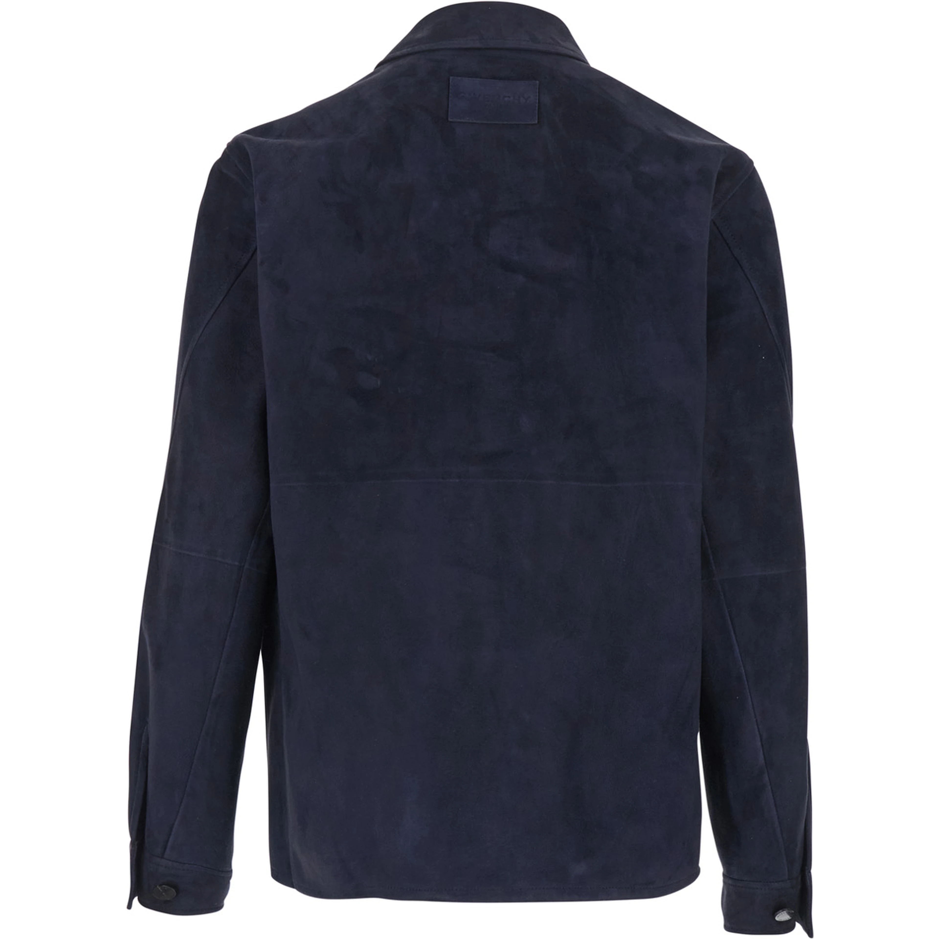 Blue Jacket with Classic Collar and Suede Front Pockets for Men