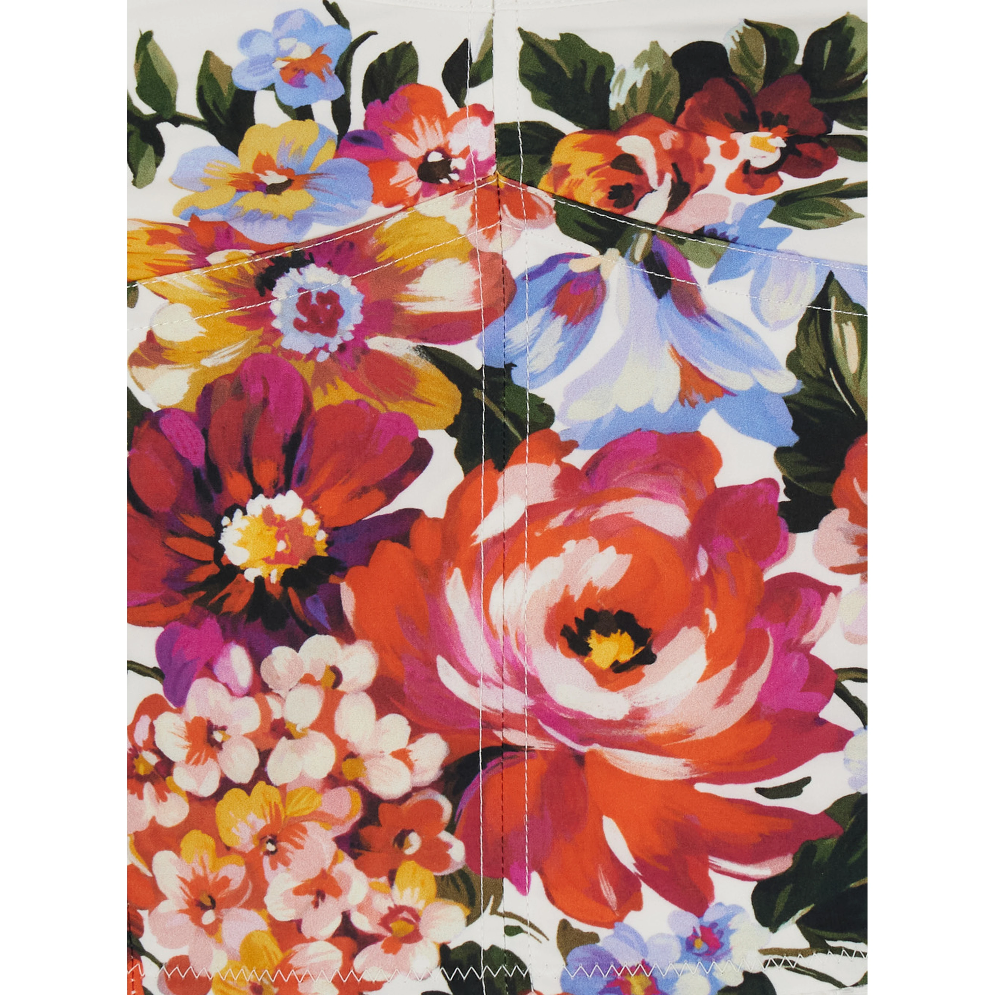 Multicolor Floral Print V-Neck Bustier Top in Cotton for Women