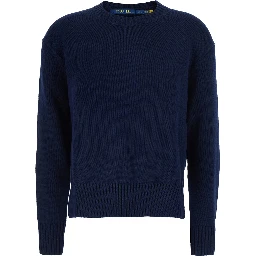 CN PO-LONG SLEEVE-PULLOVER Blue Sweater with Round Neck and Long Sleeves for Men