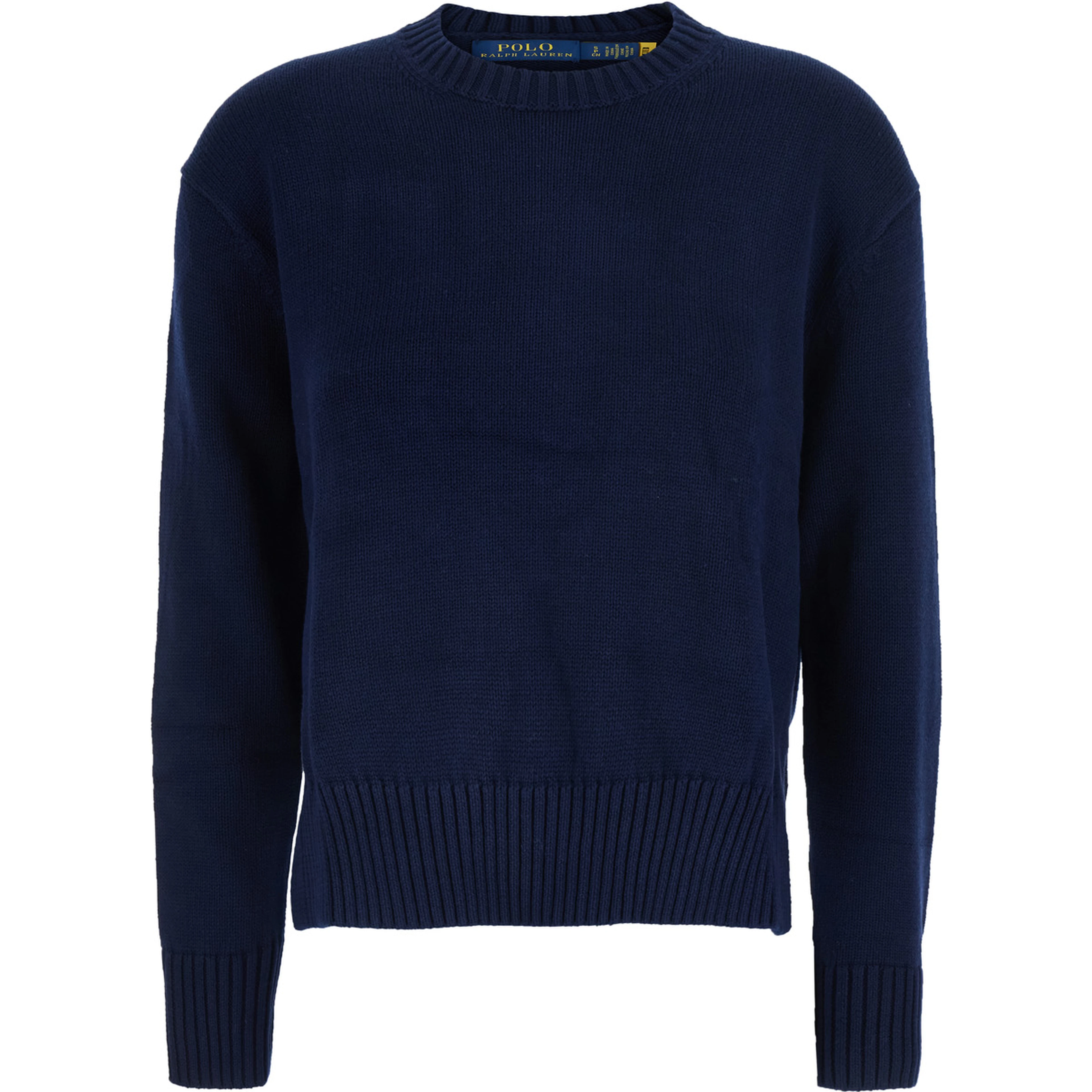 CN PO-LONG SLEEVE-PULLOVER Blue Sweater with Round Neck and Long Sleeves for Men