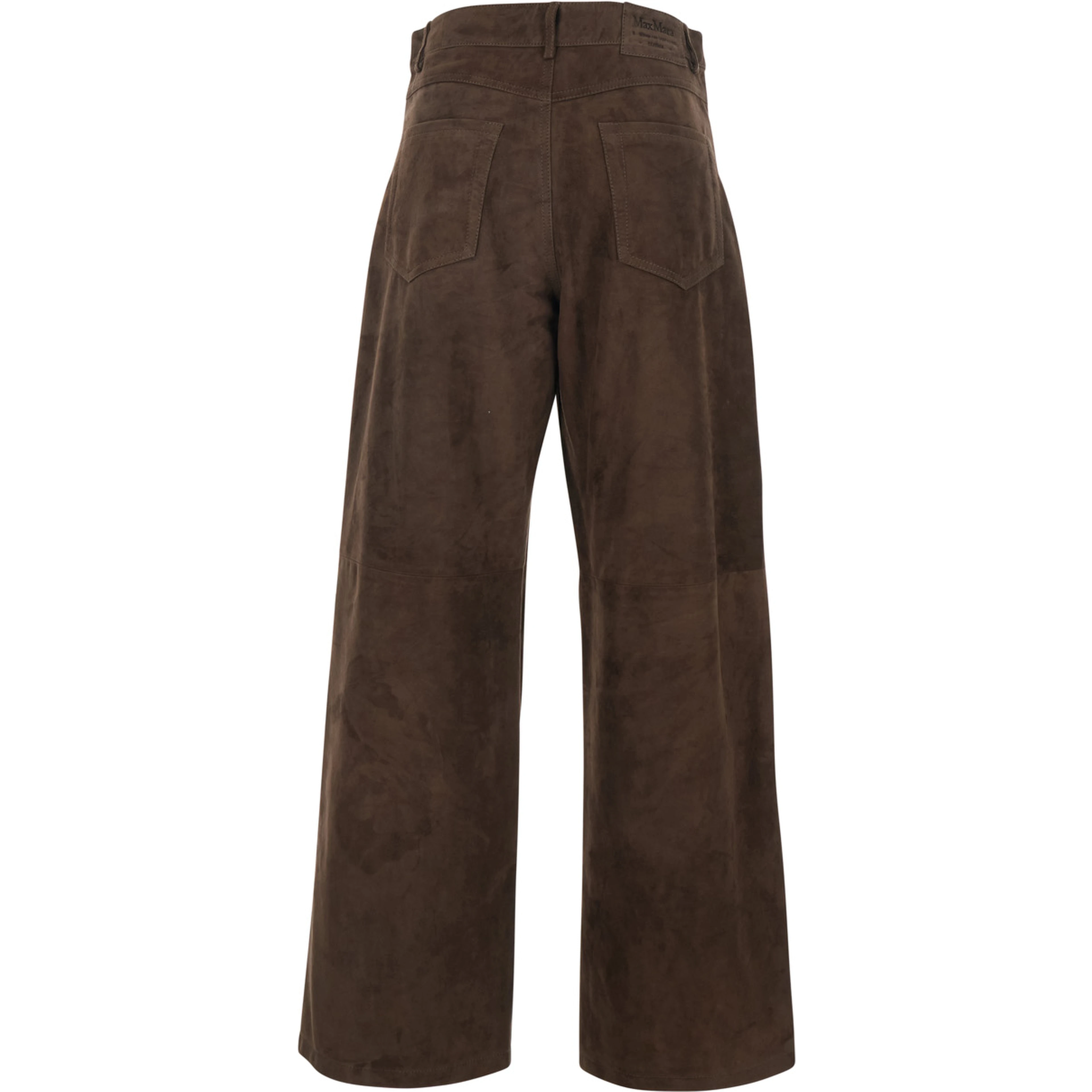 Fulmine Brown Pants with Logo Patch on the Rear in Suede Woman