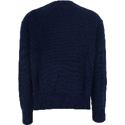 CN PO-LONG SLEEVE-PULLOVER Blue Sweater with Round Neck and Long Sleeves for Men