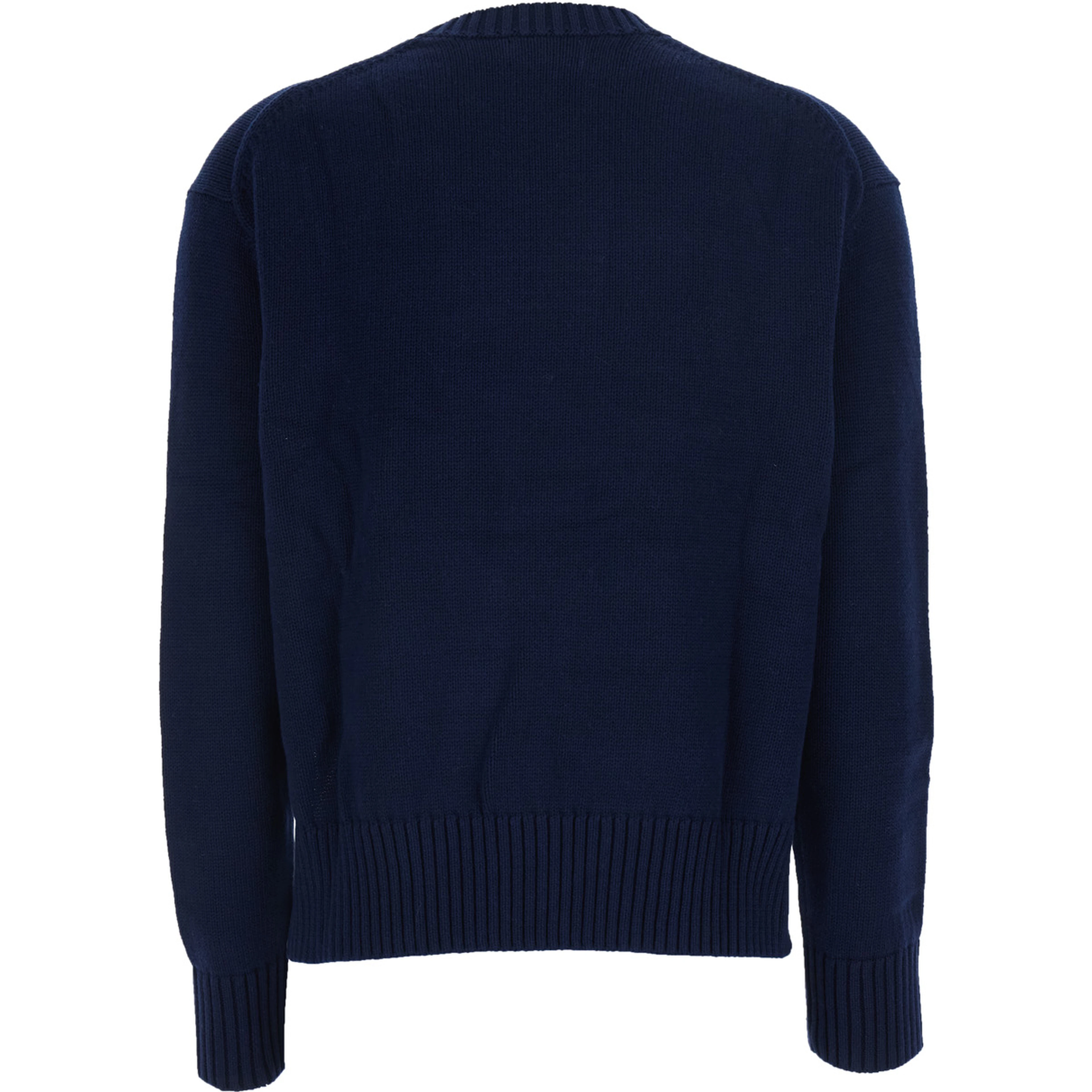 CN PO-LONG SLEEVE-PULLOVER Blue Sweater with Round Neck and Long Sleeves for Men