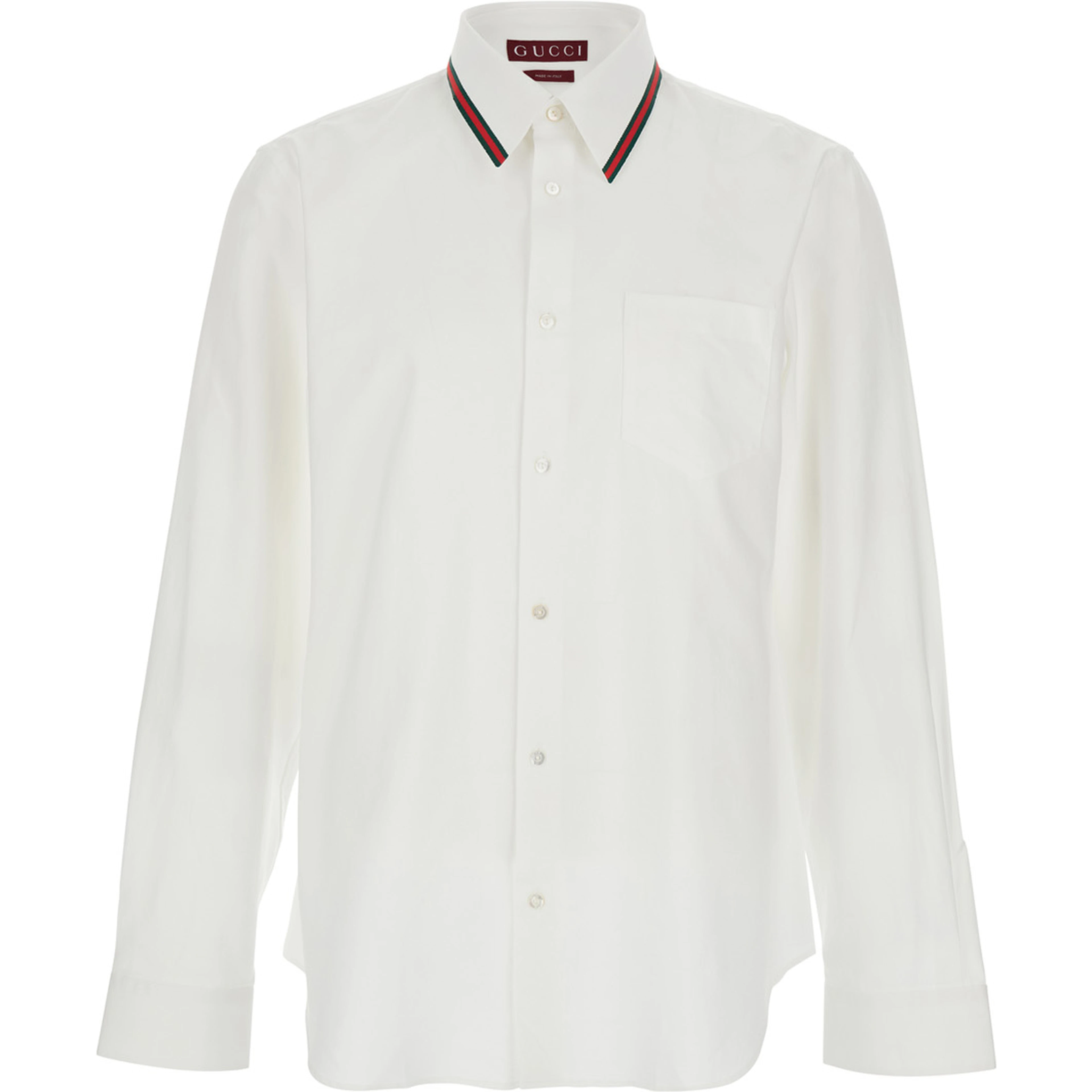White Shirt with Web Collar in Cotton for Men