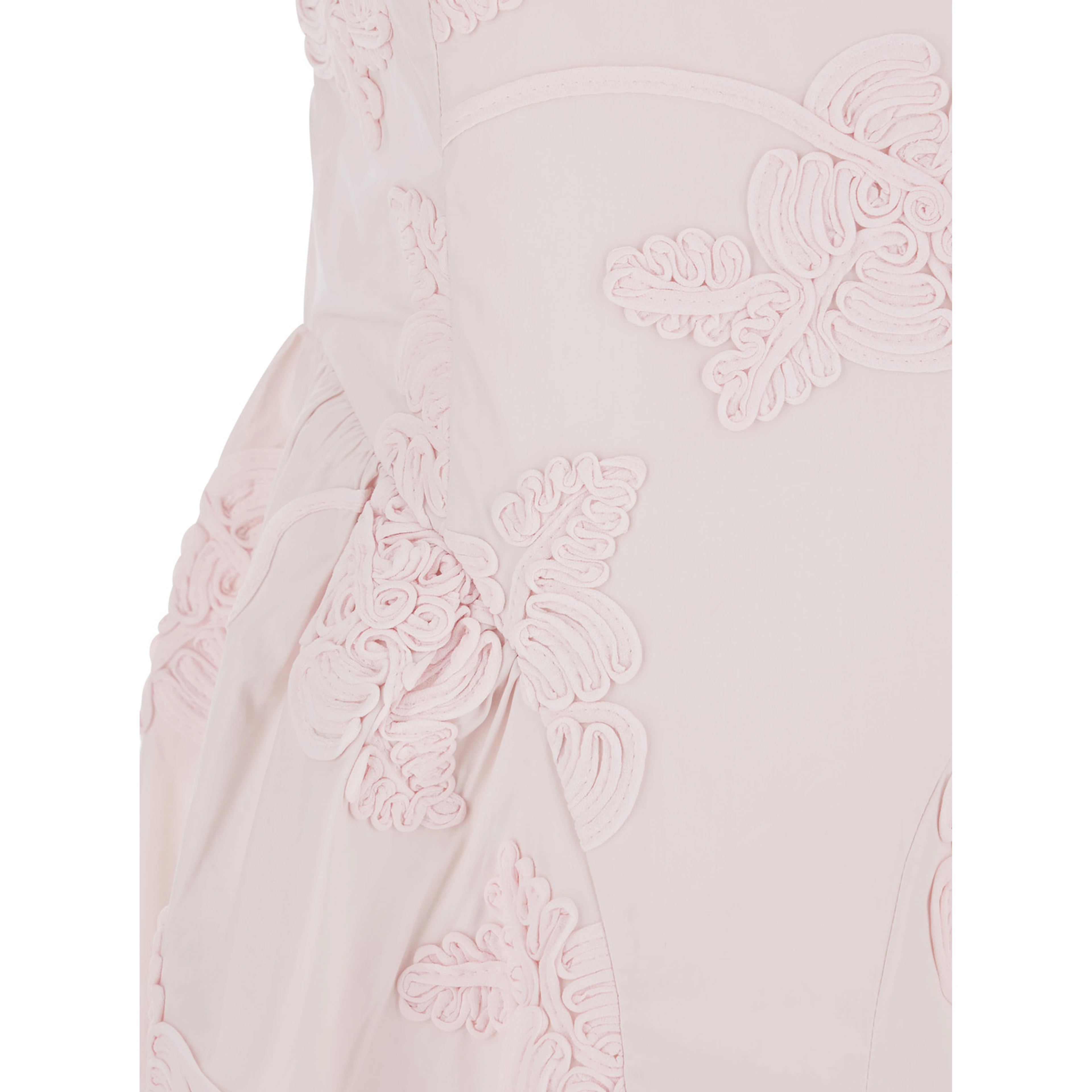 Long Dress Sleeveless with Round Neck and All-Over Floral Embroidery in Stretch Tech Fabric Pink Women