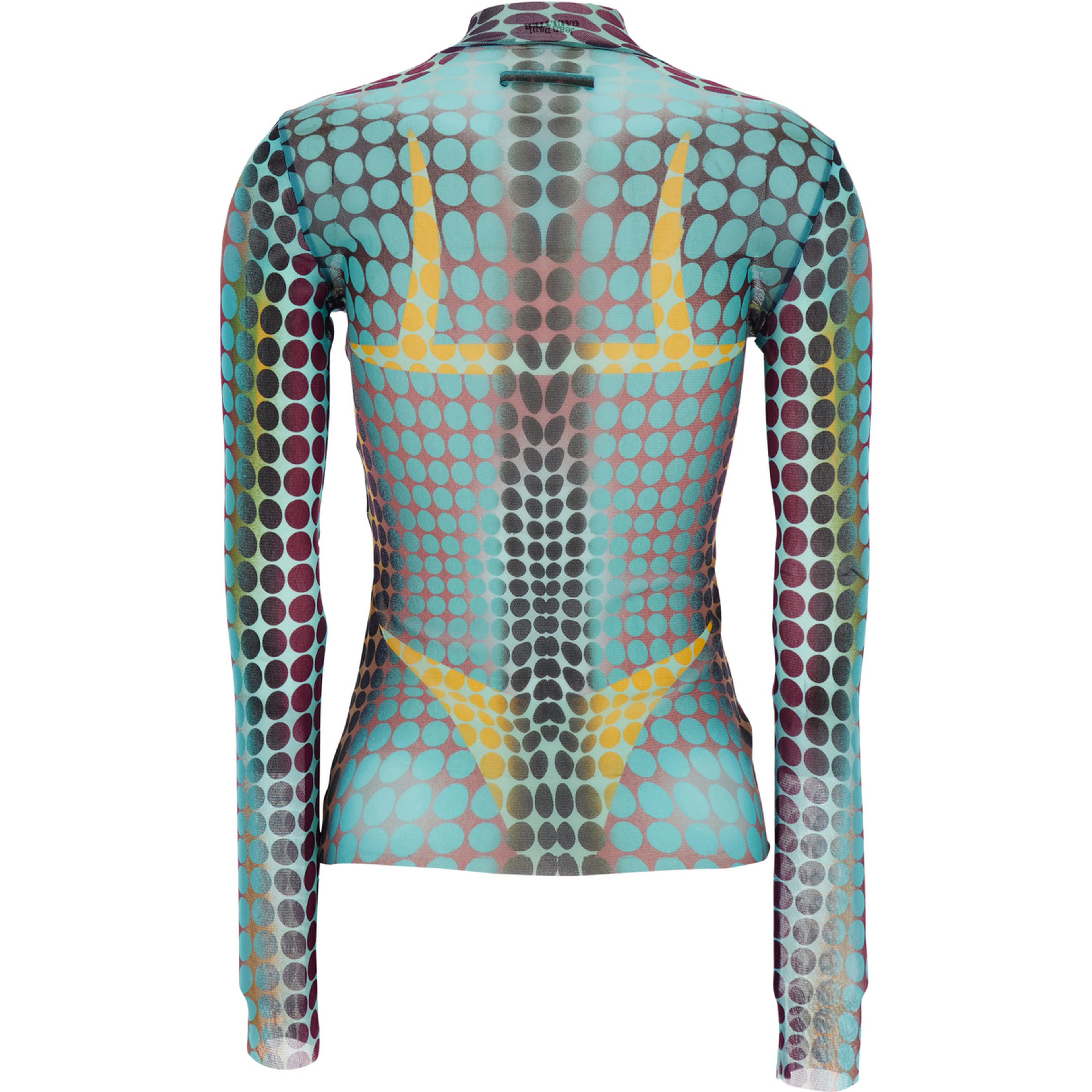 Multicolor High Neck Top with All-Over Print in Tech Fabric for Women