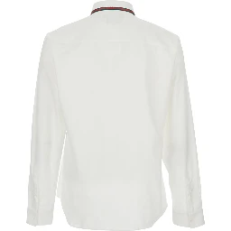 White Shirt with Web Collar in Cotton for Men