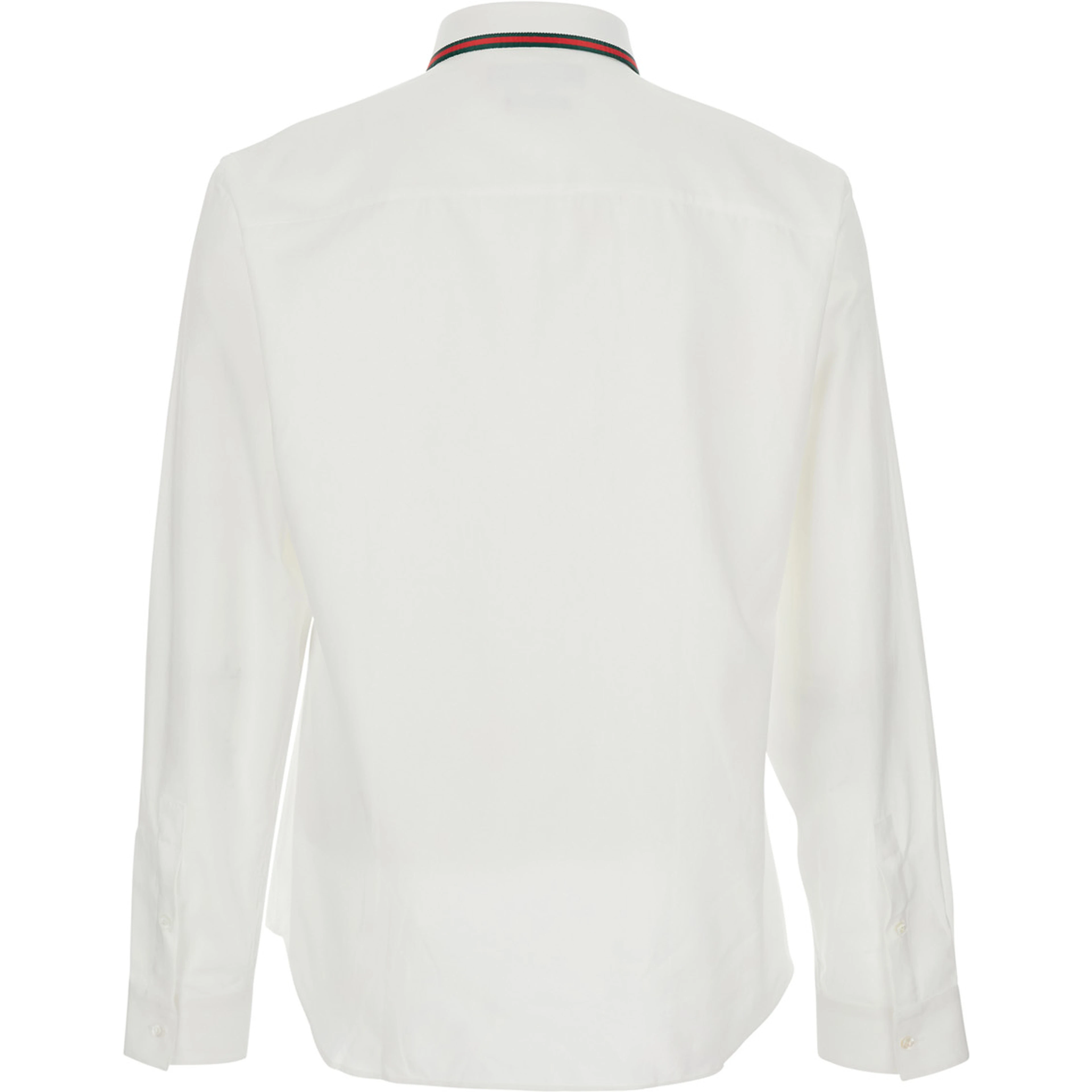 White Shirt with Web Collar in Cotton for Men